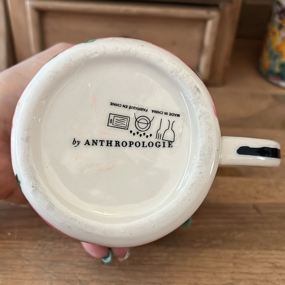 Anthropologie Home “Dawn” Monogram Mug Letter “L” Floral Blue Poppies Coffee - Picture 6 of 6